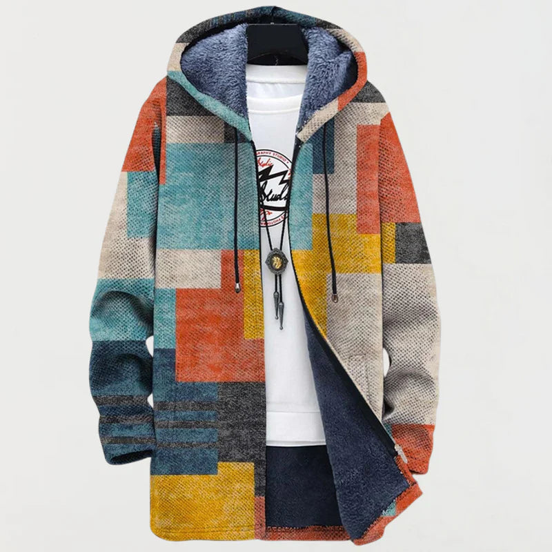 Zela™ | Cardigan w Geometryczne Bloki Kolorów