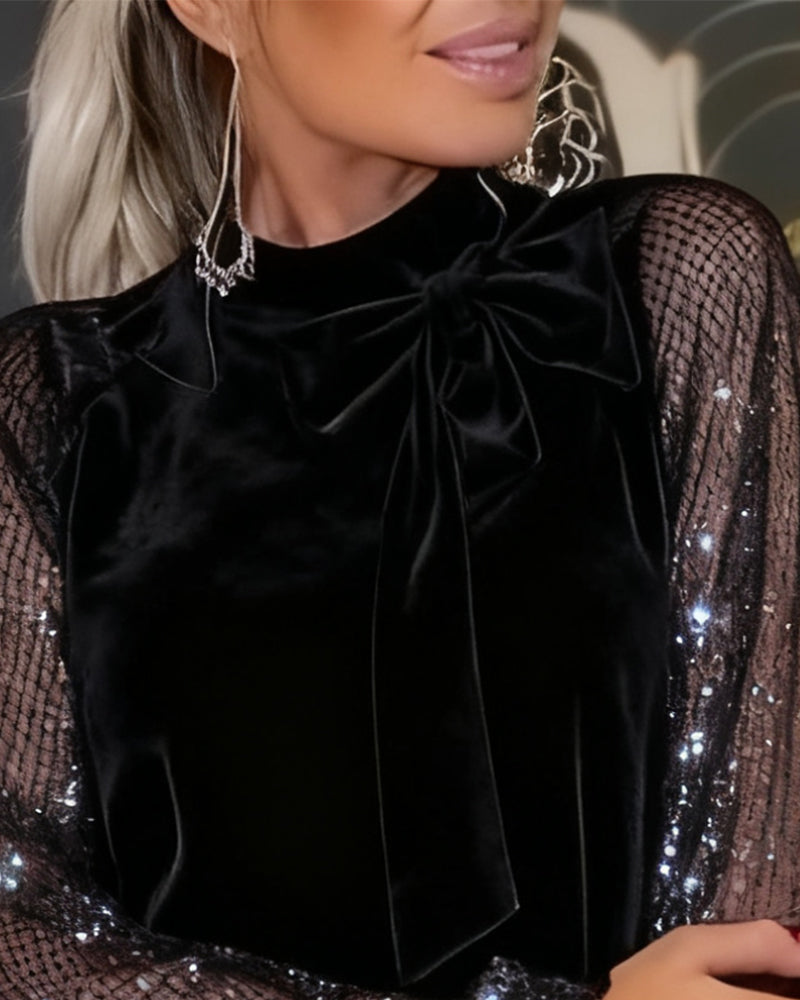 Wioletta™ | Aksamitna Sukienka z Połyskującymi Rękawami (S–3XL)