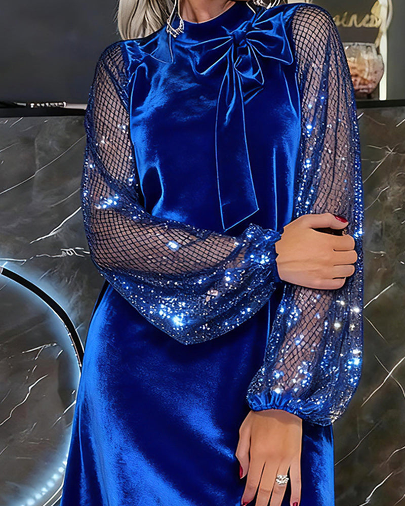 Wioletta™ | Aksamitna Sukienka z Połyskującymi Rękawami (S–3XL)