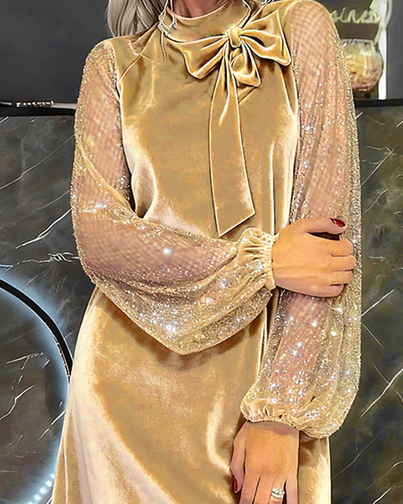 Wioletta™ | Aksamitna Sukienka z Połyskującymi Rękawami (S–3XL)