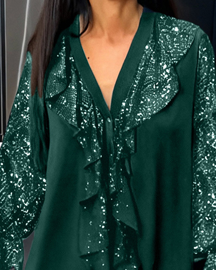 Marlena™ | Elegancka Tunika z Połyskującymi Rękawami (S–3XL)