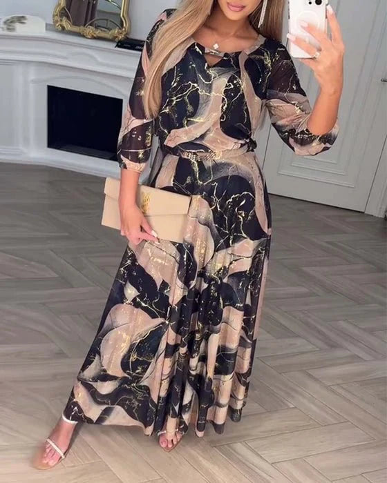 Elwira™ | Zwiewna Sukienka Maxi w Artystyczny Wzór