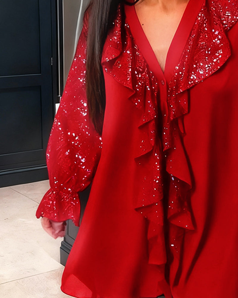 Marlena™ | Elegancka Tunika z Połyskującymi Rękawami (S–3XL)