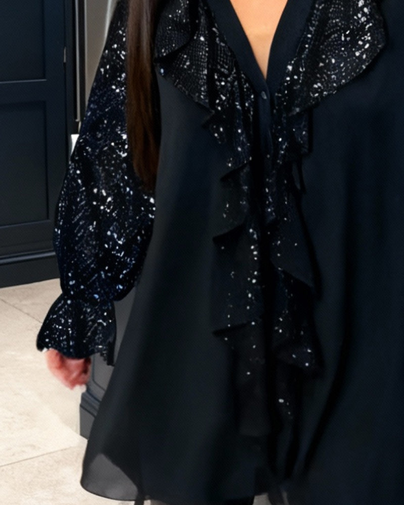 Marlena™ | Elegancka Tunika z Połyskującymi Rękawami (S–3XL)