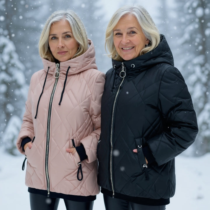 Izabela™ | Pikowana Kurtka z Kapturem i Zamkiem Premium