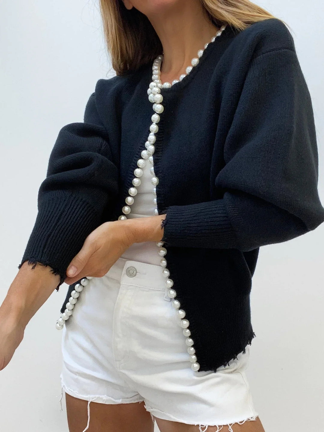 Lunara™ | Elegancki kardigan z perłowym wykończeniem