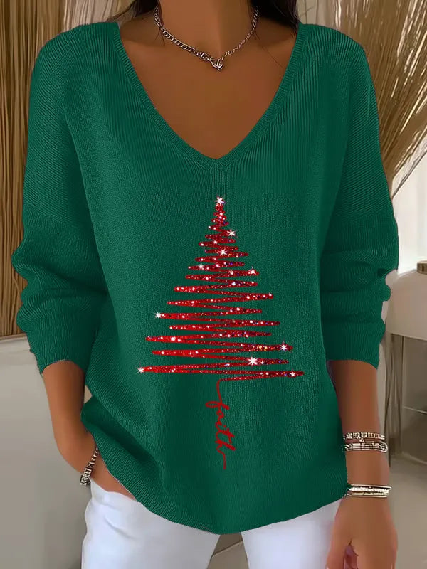 Natalia Christmas™ | Świąteczny Sweter z Brokatową Choinką