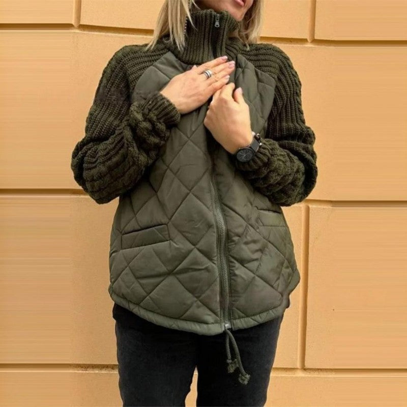 Karina™ | Pikowana Kurtka z Dzianinowymi Rękawami