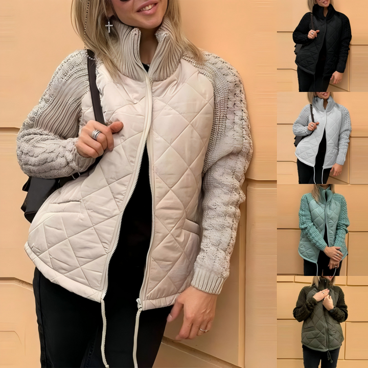 Karina™ | Pikowana Kurtka z Dzianinowymi Rękawami