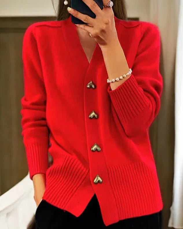 Marlenka™ | Elegancki Kardigan z Guzikami w Kształcie Serca